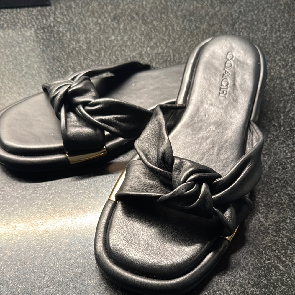 Coach Black Knotted Slide Sandals